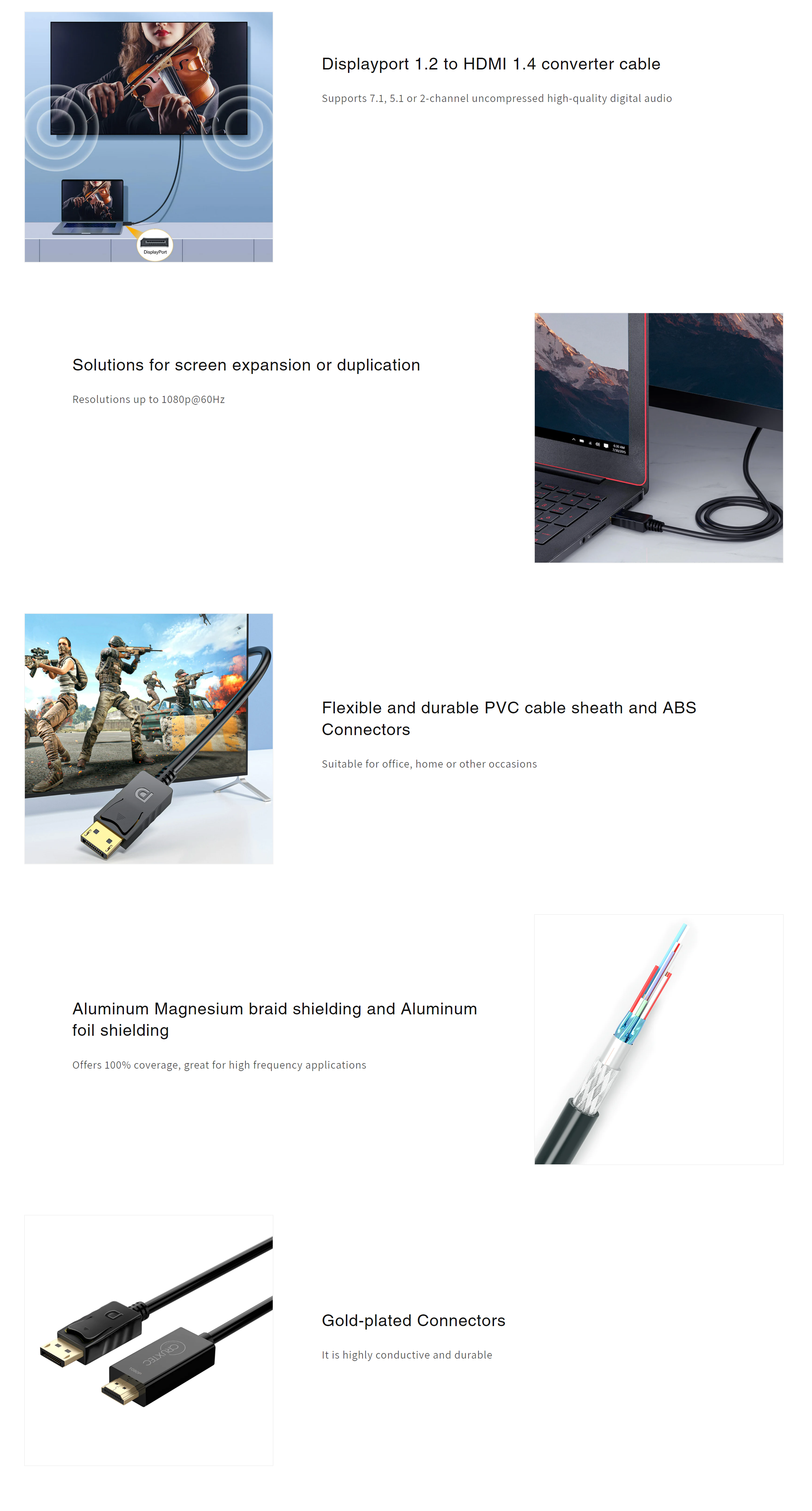 A large marketing image providing additional information about the product Cruxtec Displayport to HDMI 1.4 Cable - 2m - Additional alt info not provided